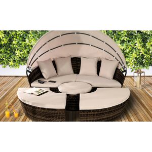 Dakota Fields Stacey Garden Daybed with Cushions Brown 135cm H X 148cm W X 160cm D Dakota Fields Stacey Garden Daybed with Cushions Brown 135cm H X 148cm W X 160cm D