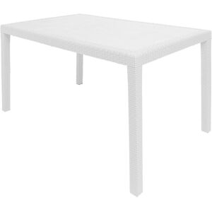Dakota Fields Portici Rectangular Dining Table, Rattan Effect Multipurpose Garden Table, 150X90H72 Cm White 72cm H X 90cm W X 150cm L Dakota Fields Portici Rectangular Dining Table, Rattan Effect Multipurpose Garden Table, 150X90H72 Cm White 72cm H X 90cm W X 150cm L