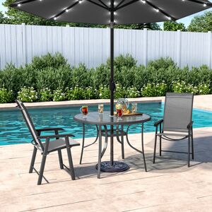 Ebern Designs 2 Person Patio Diniing Set With Umbrella Grey/Black 2 Ebern Designs 2 Person Patio Diniing Set With Umbrella Grey/Black 2