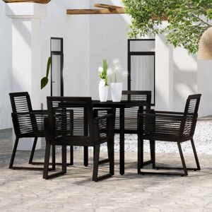Ebern Designs 5 Piece Garden Dining Set Black, 1 Table, 4 Chair Black 4 Ebern Designs 5 Piece Garden Dining Set Black, 1 Table, 4 Chair Black 4