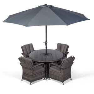 Dakota Fields Karas 4 Seater Dining Set with Cushions and Parasol Grey 4 Dakota Fields Karas 4 Seater Dining Set with Cushions and Parasol Grey 4