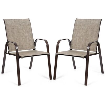 George Oliver Set Of 2 Patio Chairs Portable High Back Garden Camping Dining Chairs W/ Armrest Grey 90cm H X 58cm W X 72cm D George Oliver Set Of 2 Patio Chairs Portable High Back Garden Camping Dining Chairs W/ Armrest Grey 90cm H X 58cm W X 72cm D