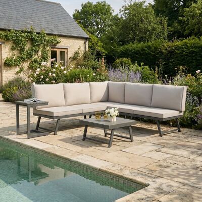 Latitude Run Monaco - Convertible into 2 Sun Loungers - Modular Corner Garden Sofa Set Grey/Black 4 Latitude Run Monaco - Convertible into 2 Sun Loungers - Modular Corner Garden Sofa Set Grey/Black 4