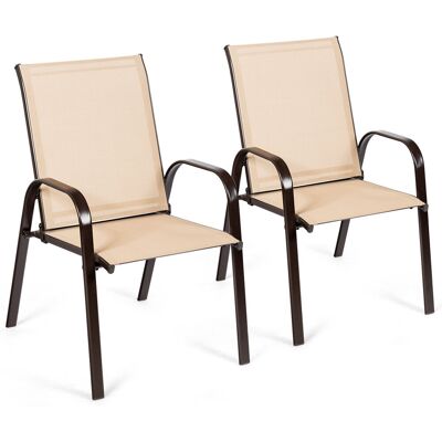 George Oliver Set Of 2 Patio Chairs Portable High Back Garden Camping Dining Chairs W/ Armrest Brown 90cm H X 58cm W X 72cm D George Oliver Set Of 2 Patio Chairs Portable High Back Garden Camping Dining Chairs W/ Armrest Brown 90cm H X 58cm W X 72cm D