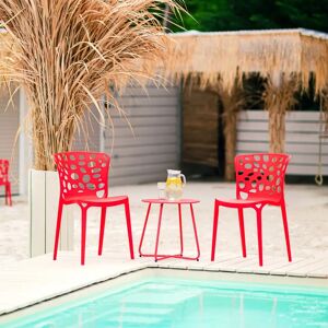 George Oliver Garden chair set of 4 modern black chairs, kitchen chairs, plastic stacking chairs, balcony chair, outdoor chair red 83.0 H x 47.0 W x 47.0 D cm