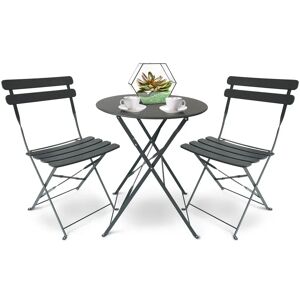17 Stories Kashayla Garden Bistro Table And Chair Set - Foldable Garden Furniture Set - Mint gray 60.0 D cm