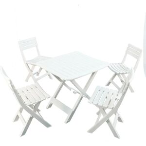 Ebern Designs Brescia Folding Table with 4 Chairs Garden Set white 79.0 W x 72.0 D cm