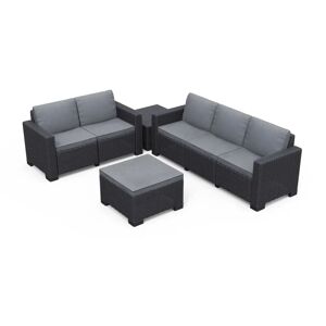 Keter California 5 seater Outdoor Corner Garden Furniture Lounge Set black/gray 71.5 H x 141.0 W x 68.0 D cm