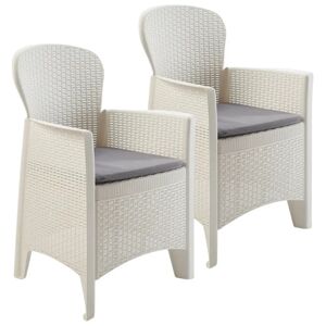 Marlow Home Co. Kirrily 2 X Anthracite Folia Plastic Garden Chair Cushioned Seat Rattan Look Outdoor Furniture white 143.0 H x 88.0 W x 88.0 D cm