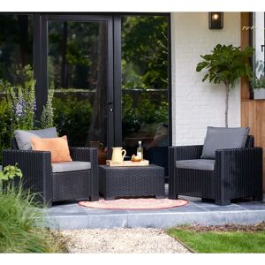 Keter California 2 Seater Outdoor Garden Furniture Balcony Set black/gray 83.0 W cm
