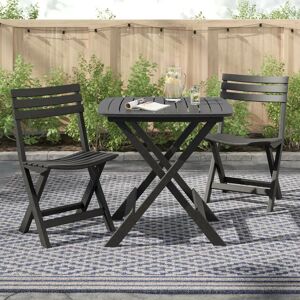 Rosalind Wheeler Collapsible Garden Patio Camping Table + 2 Chairs White Set black 70.0 W x 79.0 D cm