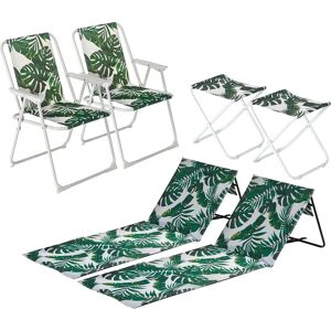 Harbour Housewares - Folding Beach Furniture Set - Banana Leaf - 6 Pieces green 70.0 H x 53.0 W x 152.0 D cm