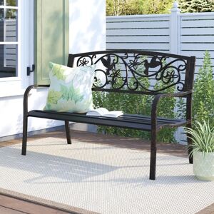 Sol 27 Outdoor Beaucaire Steel Traditional Bench brown 86.0 H x 127.0 W x 60.0 D cm