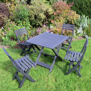 Ebern Designs Brescia Folding Table with 4 Chairs Garden Set gray 79.0 W x 72.0 D cm