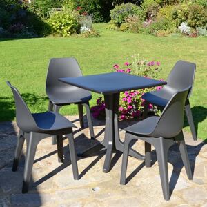 Ebern Designs Ponente Patio Table with 4 Chairs Garden Set gray 70.0 W cm