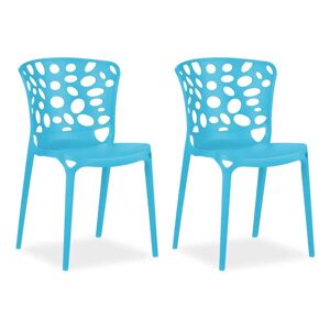 George Oliver Garden chair set of 2 modern black chairs, kitchen chairs, plastic stacking chairs, balcony chair, outdoor chair blue 83.0 H x 47.0 W x 47.0 D cm