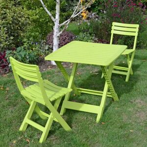 Ebern Designs Brescia Folding Table with 2 Chairs Garden Set green
