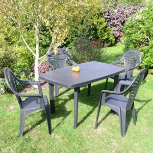 Ebern Designs Rimini Rectangular Table with 4 Chairs Garden Set gray 137.0 W x 85.0 D cm