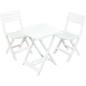 Ebern Designs Boretto Folding Table with 2 Chairs Garden Set white 50.0 W x 47.0 D cm