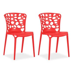 George Oliver Garden chair set of 2 modern black chairs, kitchen chairs, plastic stacking chairs, balcony chair, outdoor chair red 83.0 H x 47.0 W x 47.0 D cm