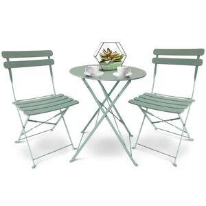 17 Stories Kashayla Garden Bistro Table And Chair Set - Foldable Garden Furniture Set - Mint green 60.0 D cm