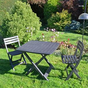 Ebern Designs Brescia Folding Table with 2 Chairs Garden Set gray