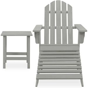 Highland Dunes Garden Adirondack Chair With Ottoman Solid Fir Wood Gray gray 86.5 D cm