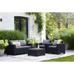 Keter California 4 Seater Outdoor Garden Furniture Lounge set black/gray 71.5 H x 141.0 W x 68.0 D cm
