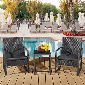 ASOWNSUN 3 Piece Rattan Garden Furniture Set black