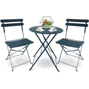 17 Stories Kashayla Garden Bistro Table And Chair Set - Foldable Garden Furniture Set - Mint blue 60.0 D cm