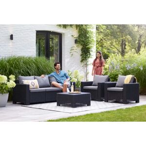 Keter California 5 Seater Outdoor Garden Furniture Lounge set black/gray 71.5 H x 141.0 W x 68.0 D cm