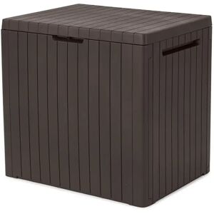 Levi Beer 30 Gallon Resin Deck Box For Patio Furniture, Pool Accessories, And Storage For Outdoor Toys, Grey brown 57.8 W x 43.9 D cm