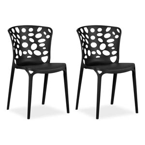 George Oliver Garden chair set of 2 modern black chairs, kitchen chairs, plastic stacking chairs, balcony chair, outdoor chair black 83.0 H x 47.0 W x 47.0 D cm