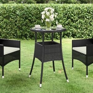 Ebern Designs Garden Table Poly Rattan Furniture black 75.0 H x 60.0 W x 60.0 D cm
