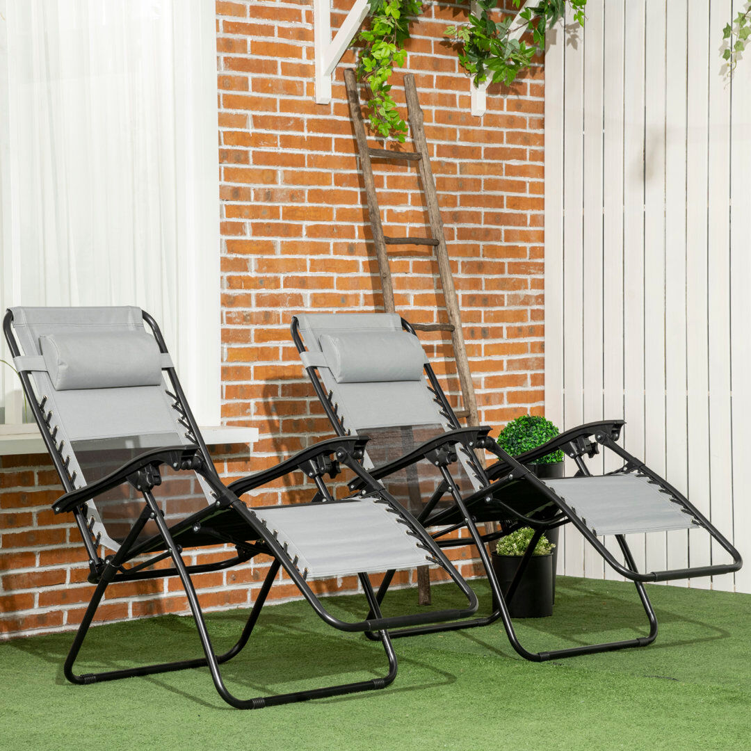 Dakota Fields Argeniz Reclining/Folding Zero Gravity Chair Grey 111cm H X 80cm W X 65cm D