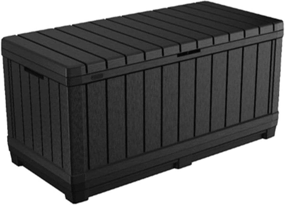 Keter Kentwood Outdoor Storage Box 350l - Graphite Grey 59cm H X 128cm W X 53.6cm D