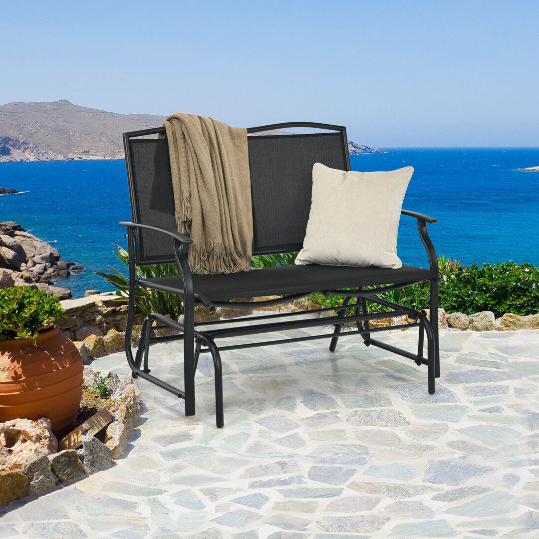 Lark Manor 2-Person Patio Swing Outdoor Loveseat Chair Metal Glider Bench Black 92cm H X 104cm W X 72cm D