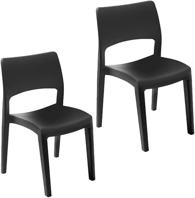Fjørde & Co White or Anthracite Modern Garden Plastic Chair Set Patio Outdoor Furniture Black 82cm H X 50cm W X 51cm D