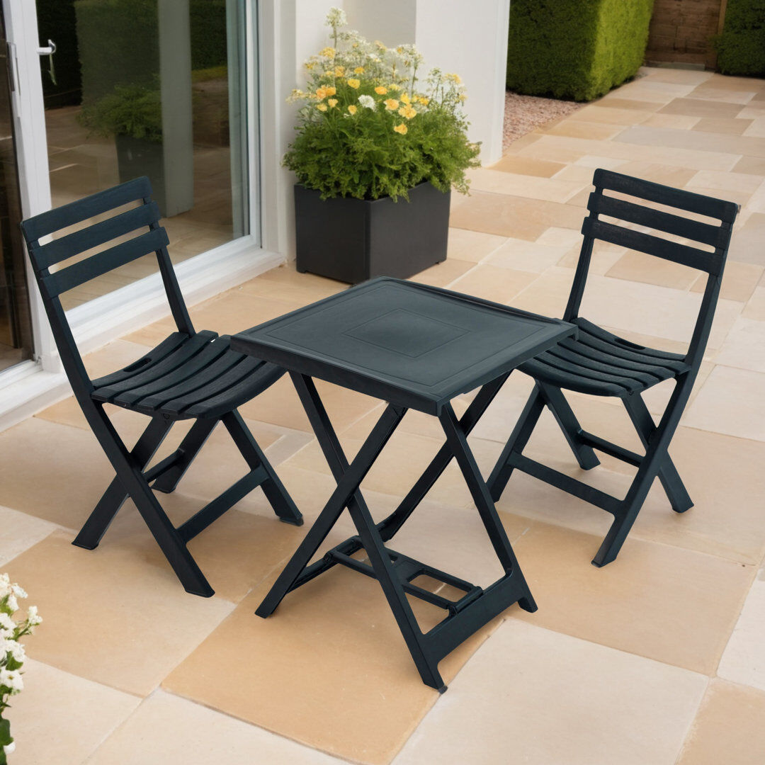 Ebern Designs Boretto Folding Table with 2 Chairs Garden Set Anthracite 2
