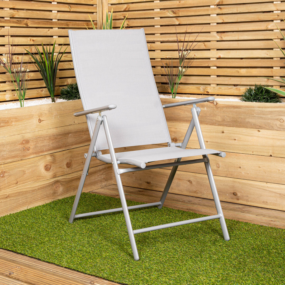 Samuel Alexander Outdoor Garden Patio Multi Position Reclining Folding Chair White 107cm H X 56cm W X 43cm D