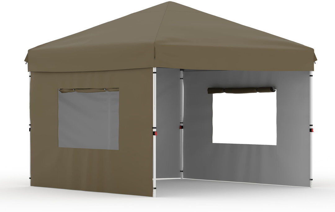 idealhouse 10x10 Pop Up Canopy Tent Outdoor Canopy with 4 Removable Sidewalls Heavy Duty Commercial Instant Tent Shelter (10x10FT/3 Side Walls) Brown
