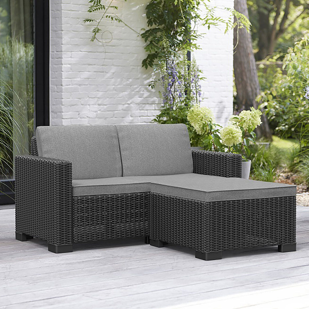 Keter California 2 Seater Outdoor Chaise Lounge Garden Furniture Set Grey 71.5cm H X 83cm W X 83cm L