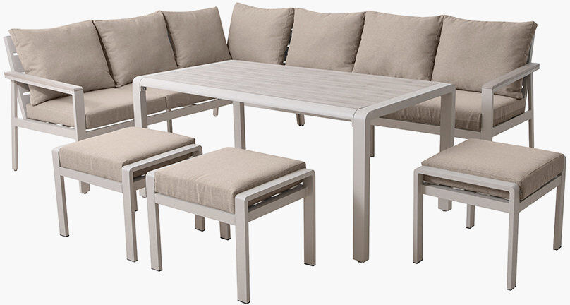 17 Stories Aruba Outdoor Corner Seating Dining Set With Cushions Beige 8