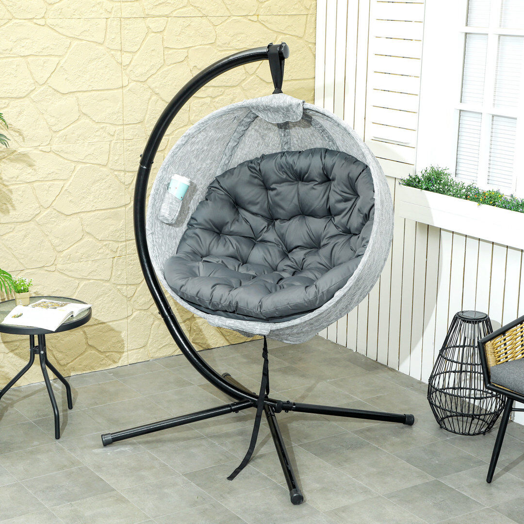 Latitude Run Egg Chair with Stand Grey 172cm H X 125cm W X 125cm L
