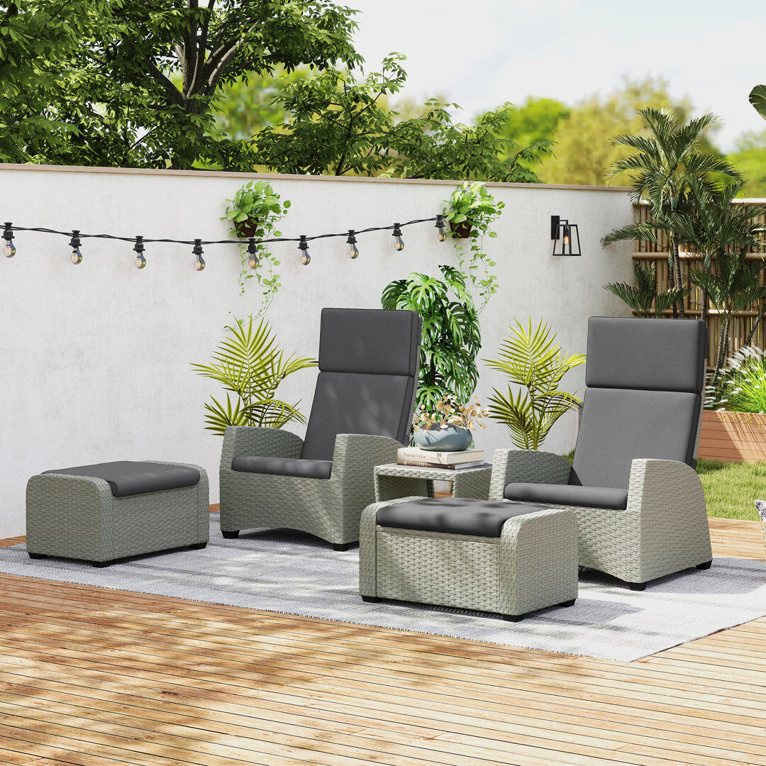Latitude Run Wicker 2 - Person Garden Lounge Set with Cushions Light Grey/Dark Grey 2
