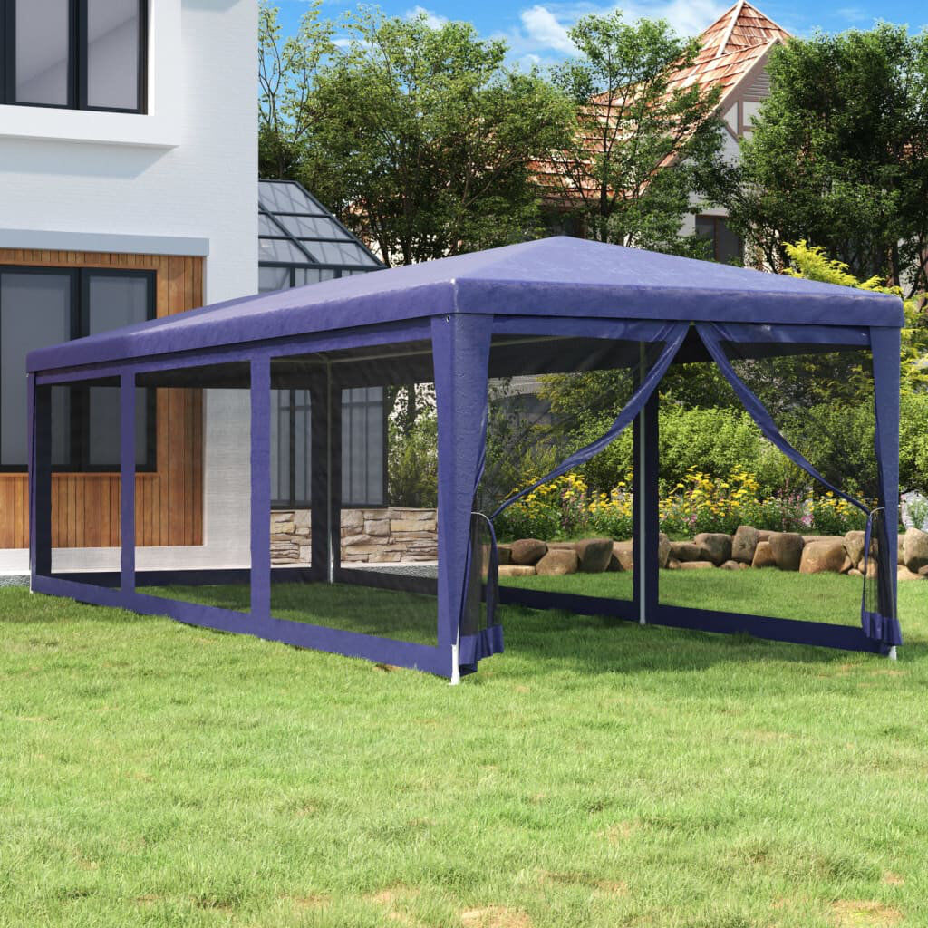 Dakota Fields Andry Party Tent with 8 Mesh Sidewalls 3x9 m HDPE Blue/Blue 898cm W X 300cm D X 258cm H