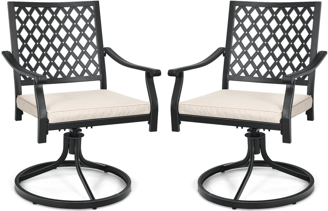 Marlow Home Co. Set Of 2 Outdoor Swivel Chair Patio Bistro Dining Chair Set W/ Soft Seat Cushion Black 89cm H X 58cm W X 58cm D