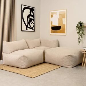 Ebern Designs icon Tetra Corduroy Modular Bean Bag Sofa Set, 4 piece gray/brown 80.0 H x 88.0 W x 88.0 D cm