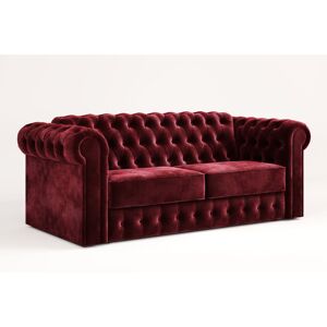 Jay-Be Chesterfield Sofa Bed with e-Sprung Mattress - Three seater - Luxe Velvet Shiraz 87cm H X 220cm W X 100cm D