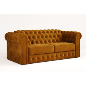 Jay-Be Chesterfield Sofa Bed with e-Sprung Mattress - Three seater - Luxe Velvet Saffron 87cm H X 220cm W X 100cm D